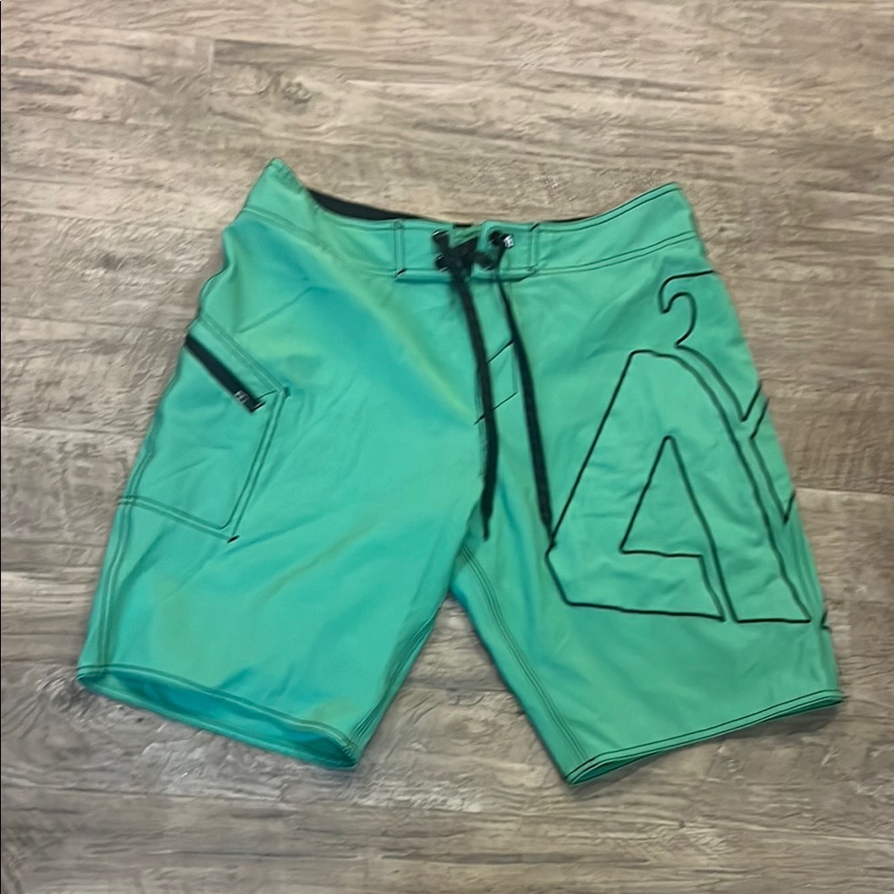 Men's Aqua Board Shorts with Black Accents